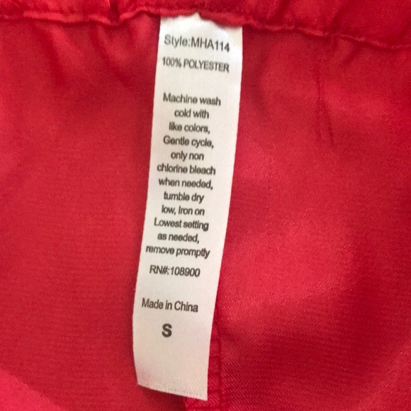 Red Satin Pajama Shorts - Picture 3 of 3